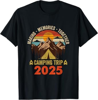 Vintage Camper Camp Family Camping Trip 2025 Matching Group T-Shirt