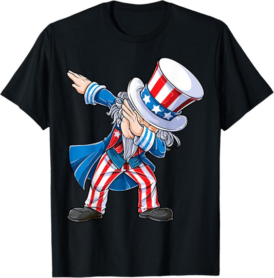 Dabbing Uncle Sam 4th of July Kids Boys Men Funny Dab Dance T-Shirt