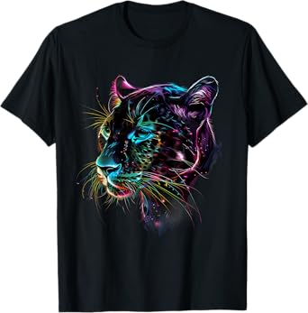Panther Animal Graphic Portrait Artwork Black Panther Lover T-Shirt