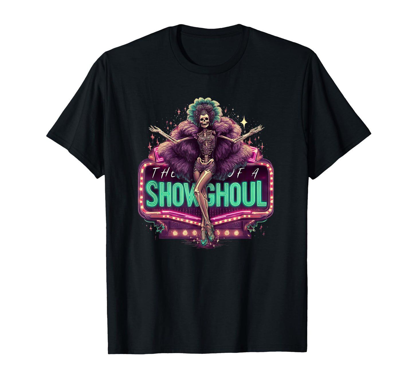 Creepy Showghoul Skeleton Burlesque Horror Glam Design T-Shirt