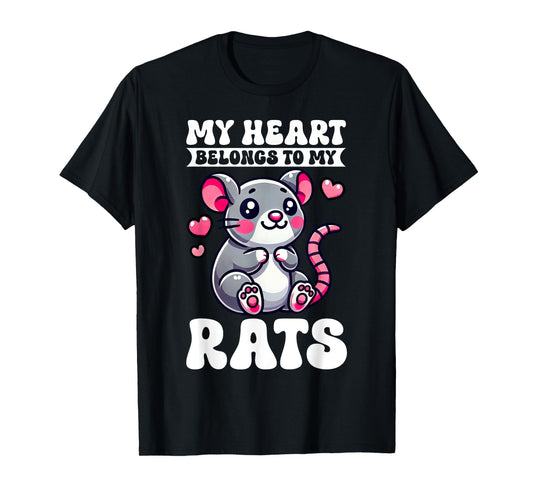My Heart Belongs To My Rats Cute Rat Mama Mouse Mom Rodent T-Shirt