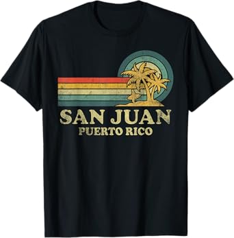 San Juan Beach Puerto Rico Family Vacation Vintage Palm Tree T-Shirt