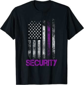 Security Guard Gifts Officer Thin Purple Line American Flag T-Shirt