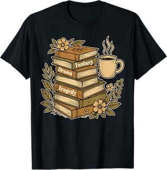 Fantasy Drama Tragedy Subtle Book Lover Floral Funny Theatre T-Shirt
