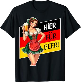 German Beer Maid Dirndl Dress Tavern Wench Waitress Costume T-Shirt