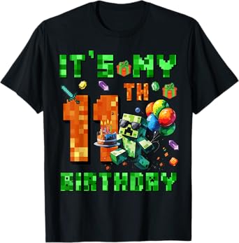 It's My 11th Birthday Pixel Number Video Game Gamer T-Shirt