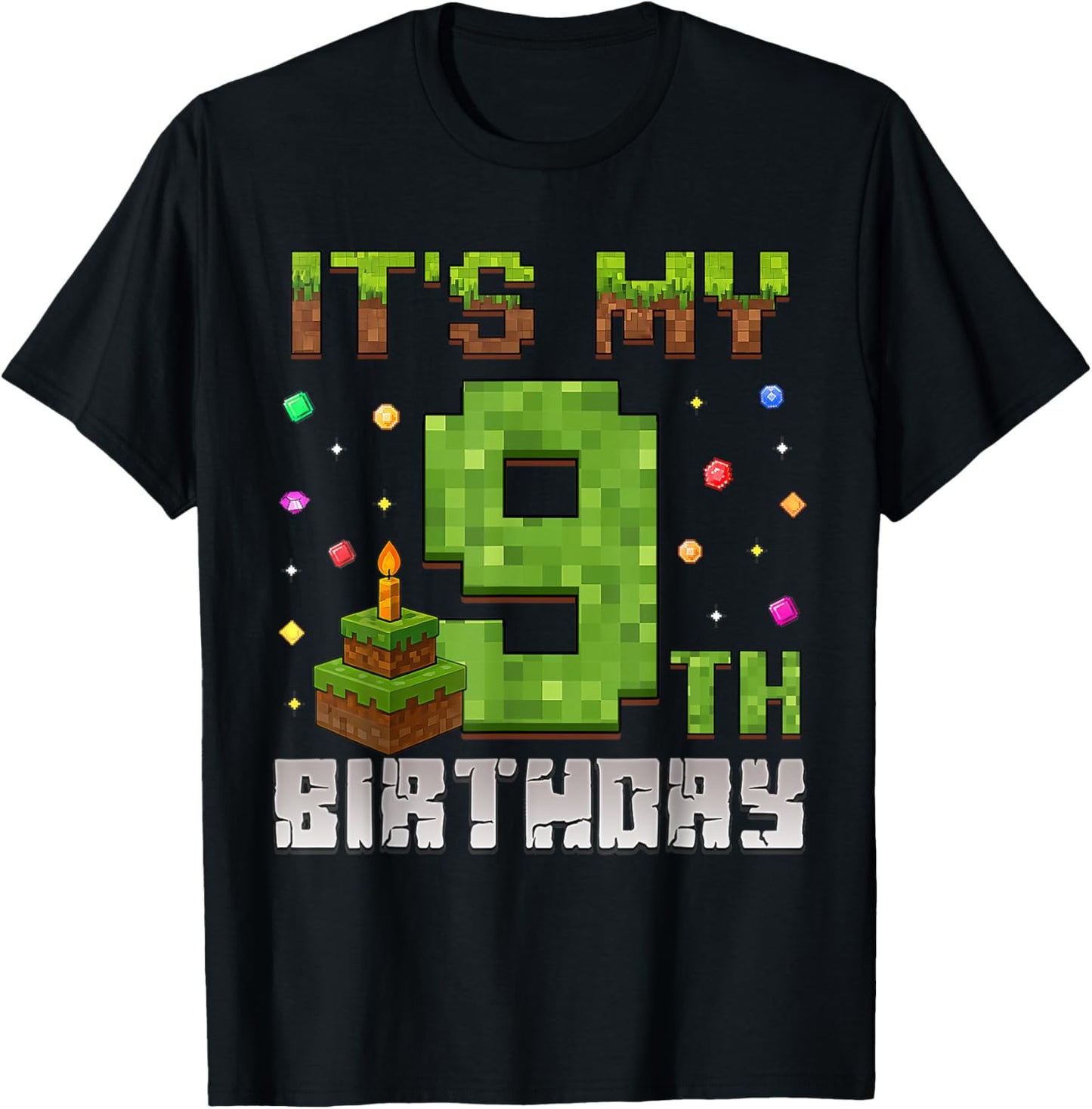 Boy Kid Birthday Party It's My 9th Birthday Gamer Pixel T-Shirt