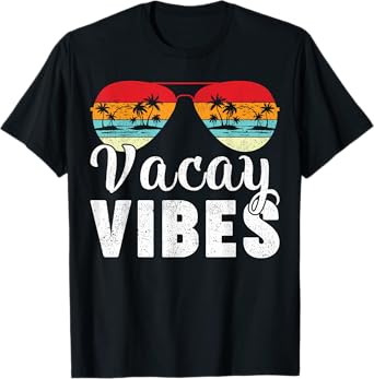 Vintage Palm Tree Sunglasses Summer Vacation Vacay Vibes T-Shirt