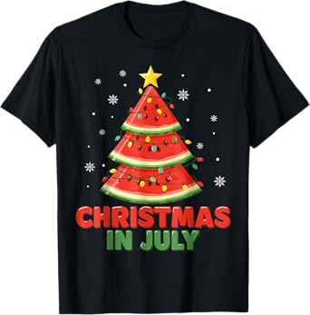 Christmas In July Watermelon Xmas Tree Summer Men Women Kids T-Shirt