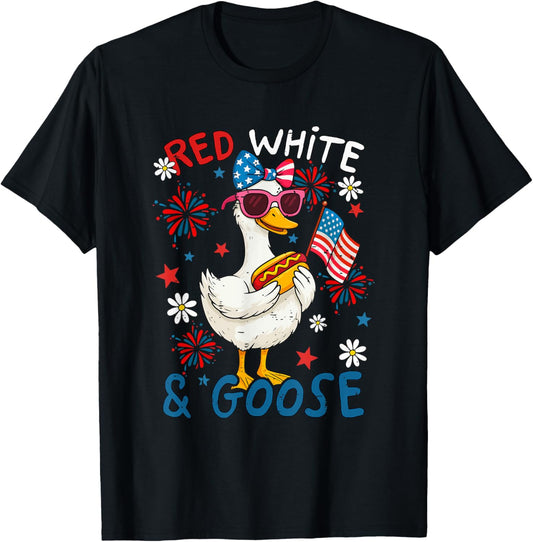 Red White And Goose 4th Of July Patriotic Independence Day T-Shirt