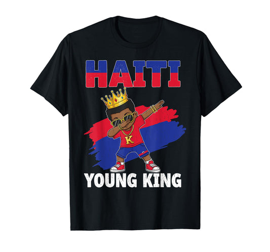 Haiti Young King Haitian Flag Day Melanin For Black kids Boy T-Shirt