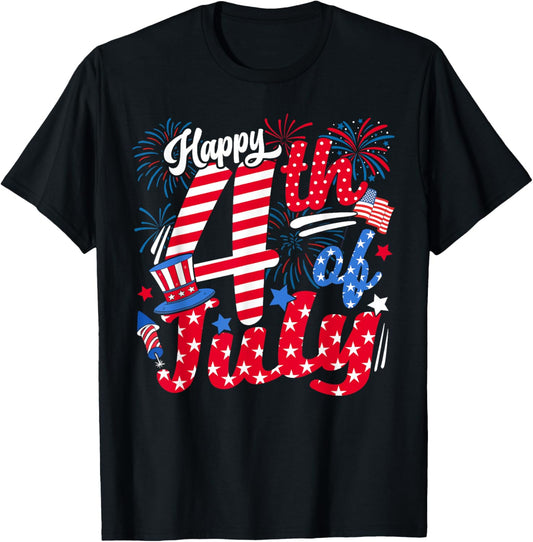 Happy 4th Of July US Flag American 4th Of July Independence T-Shirt