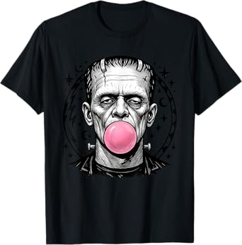 Frankenstein Monster Bubble Gum Funny Vintage Halloween T-Shirt