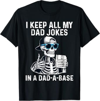 Skeleton Dad Jokes Retro Dad-A-Base Halloween Fathers Day T-Shirt