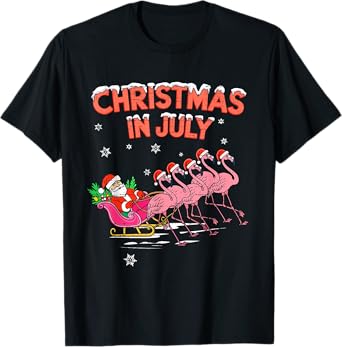 Flamingo Christmas In July Xmas Summer Christmas Women Girls T-Shirt
