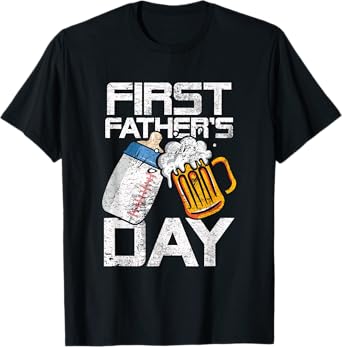 Beer Baby Bottle Daddy Dad Joke First Fathers Day Men Women T-Shirt