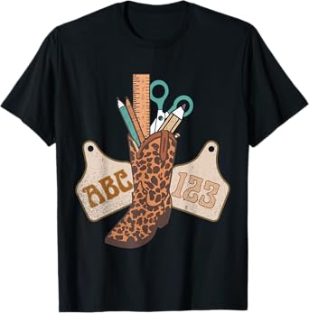 ABC 123 Western Teacher Life Cowboy Cowgirl Teaching Women T-Shirt