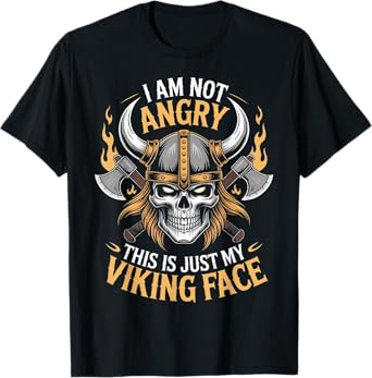 I'm Not Angry Viking Tee Men Teen Boy Funny Sarcastic Humor T-Shirt