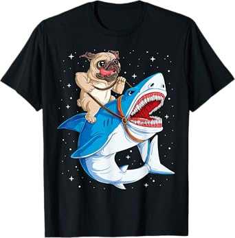 Pug Shark T shirt Boys Girls Kids Space Galaxy Jawsome Gifts T-Shirt