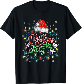 Christmas In July Lights Funny Summer Xmas Men Women Kids T-Shirt