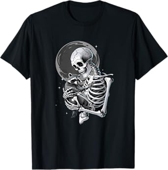 Raccoon Skull Cute Skeleton Halloween Men Women Kids T-Shirt