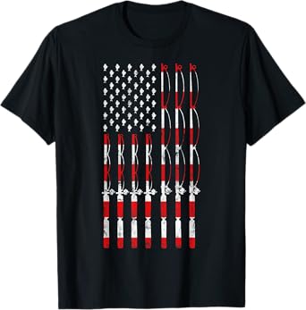 Fishing Pole American USA Flag Patriotic Fishing gift T-Shirt