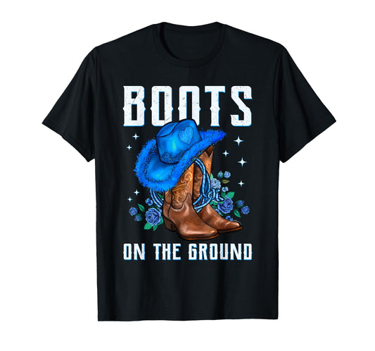 Boots On The Ground Cowboy Hat Rodeo Boots Girls T-Shirt