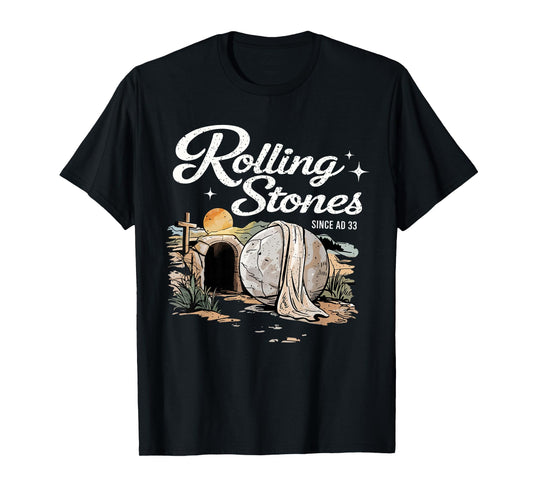 Resurrection Stone Graphic Design with Cross T-Shirt