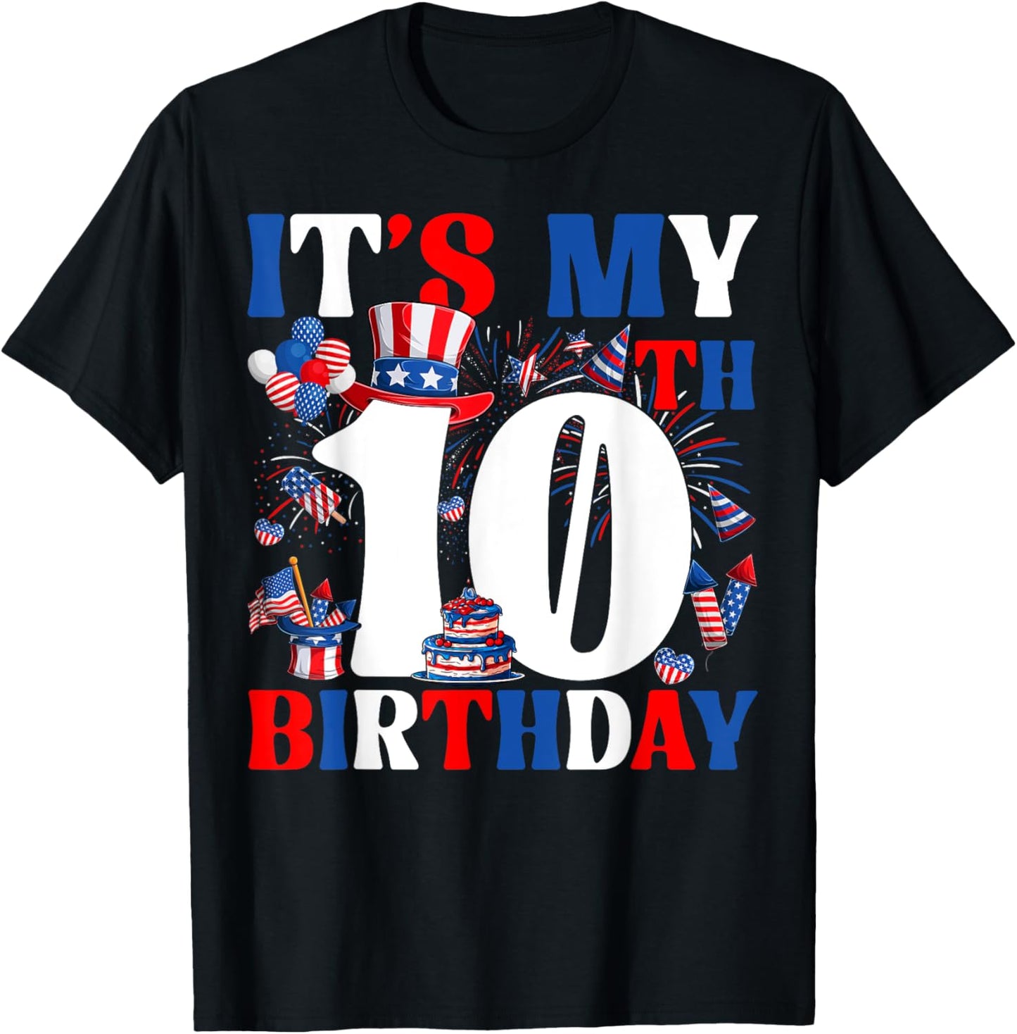 It's My 10th Birthday Usa Flag Independence Day 4th Of July T-shirt