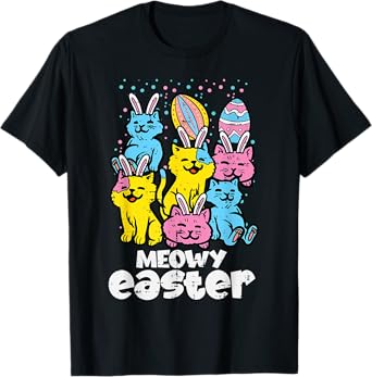 Meowy Easter Bunny Cats Spring Animal Pet Women Girls Kids T-Shirt