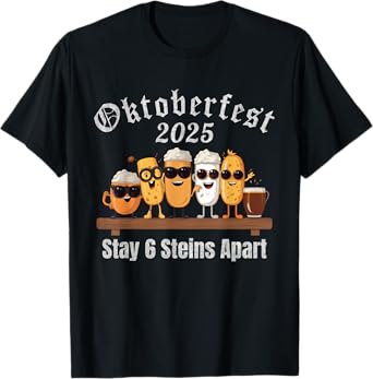 Oktoberfest 2025 6 Stein Apart Beer October Funny Drinking T-Shirt