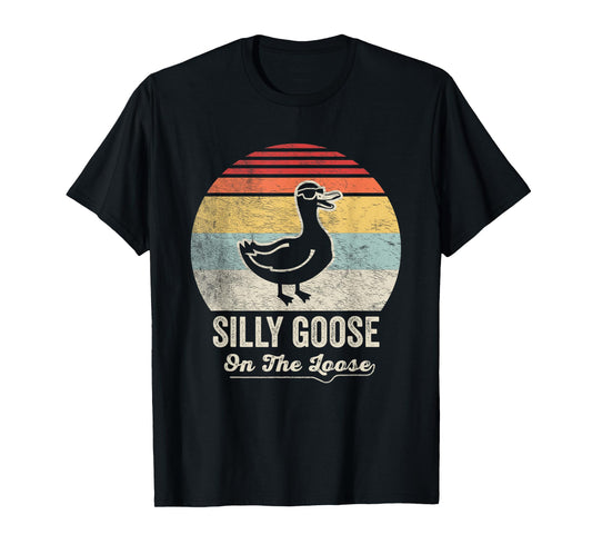 Silly Goose On The Loose Funny Retro Style T-Shirt
