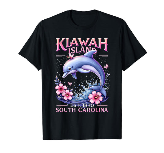 BEACH SOUVENIR KIAWAH ISLAND SC DOLPHIN LOVER COLORFUL T-Shirt