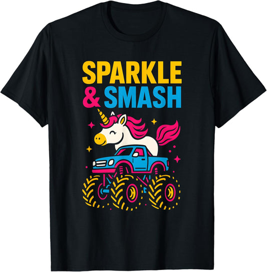 Cute Unicorn Monster Truck Sparkle & Smash Girls Cute T-Shirt