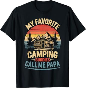 My Favorite Camping Buddies Call Me Papa Vintage Fathers Day T-Shirt