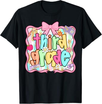 Back To School 3rd Grade Third Grade Preppy Teacher Girl T-Shirt