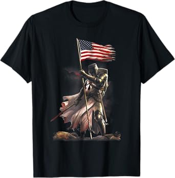 black - knight flag - veteran day - American flag T-Shirt