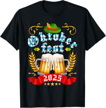 Oktoberfest 2025 Beer Glass Alpine Hat Germany Beer Festival T-Shirt