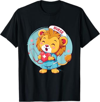 Nurse Lion Nursing School Nurse Appreciation Stethoscope T-Shirt