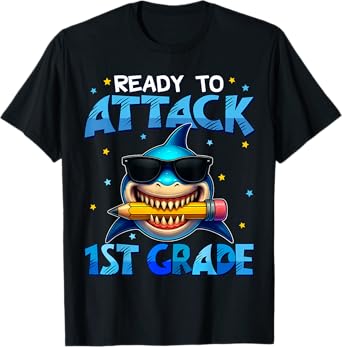 Ready To Attack 1st Grade Shark First Day Of School Boys T-Shirt