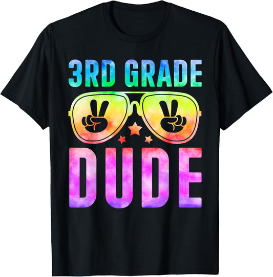 3rd Grade Cool Dude Tie Dye Back To School Third Grade Boys T-Shirt