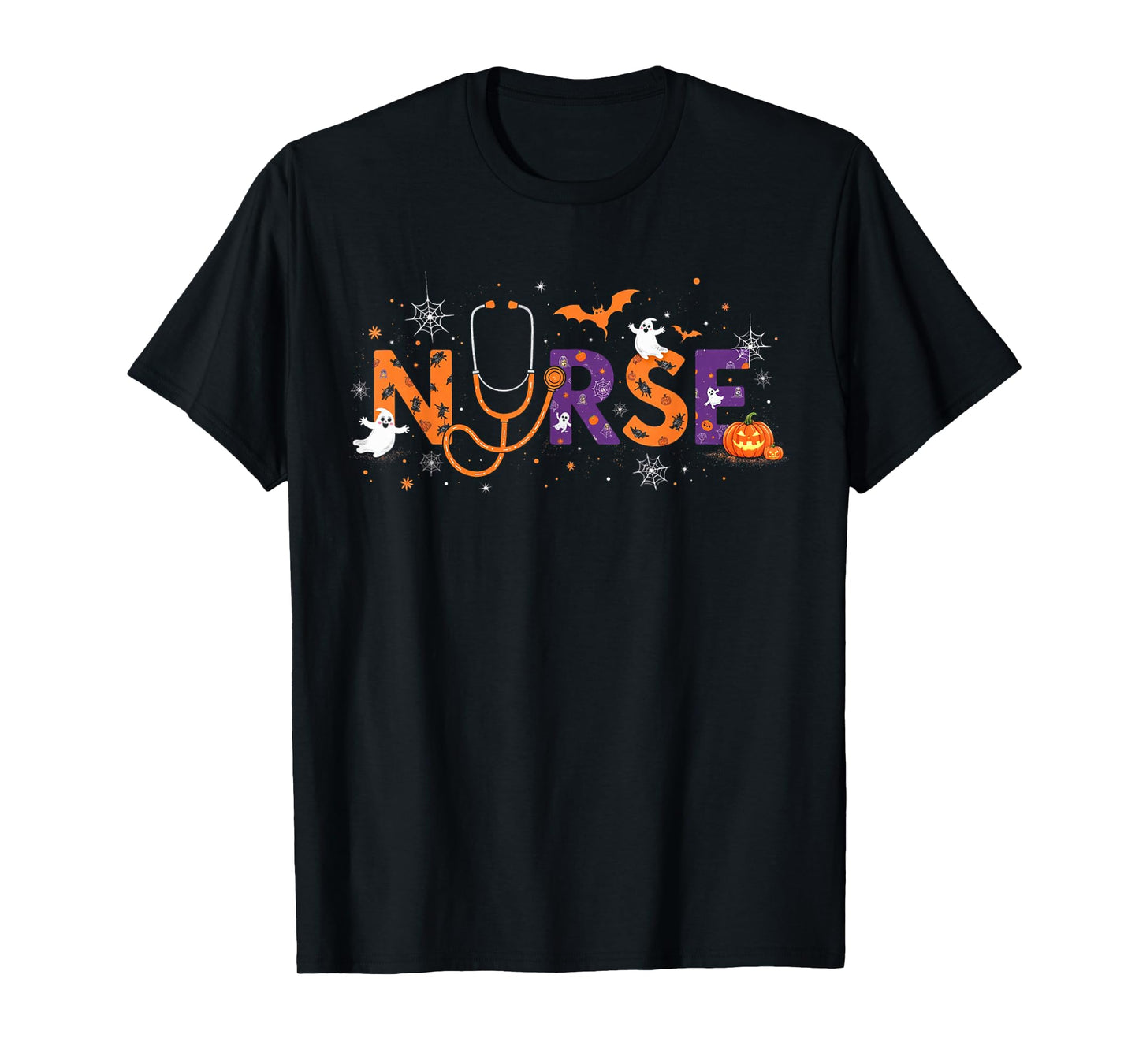Halloween Nurse 2025 Funny Letter Nursing School Life Fall T-Shirt