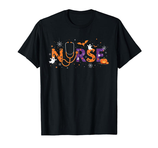 Halloween Nurse 2025 Funny Letter Nursing School Life Fall T-Shirt