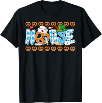 Funny Nurse Pretzels Alpine Hat Germany Festival Oktoberfest T-Shirt