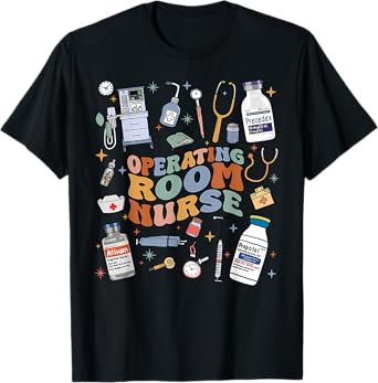 Retro Groovy Operating Room Nurse OR Nursing School Medical T-Shirt
