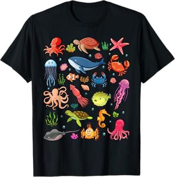 Sea Animal Cute Ocean With Fish For Summer T-Shirt
