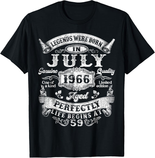 Legend Were Born in July 1966 Vintage 59th Birthday Men Dad T-Shirt