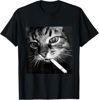 Cigarette Kitten Funny Smoking Cat Stupid Brainrot Meme T-Shirt
