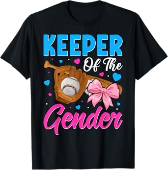 Keeper Of The Gender Baseball or Bows Gender Reveal Party T-Shirt