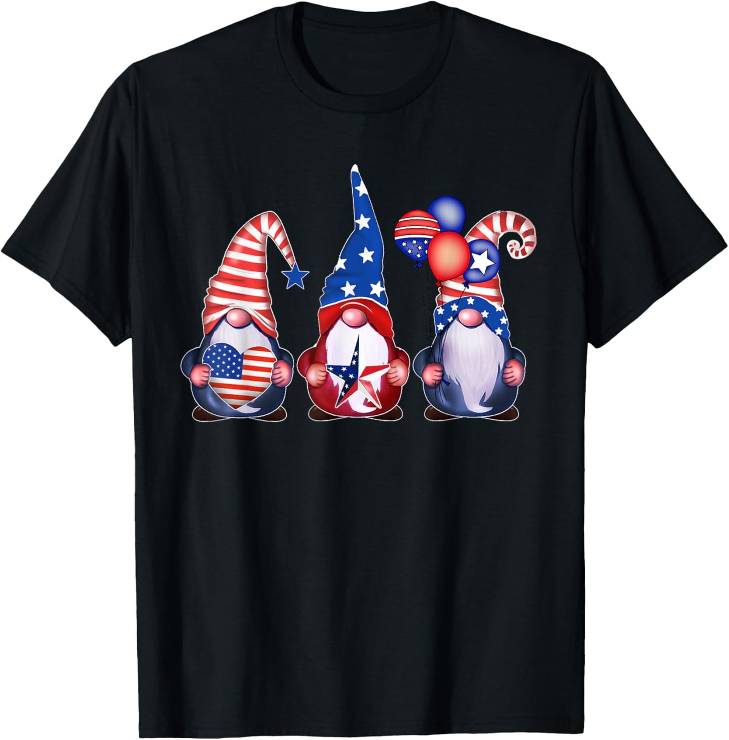 Fourth Of July Gnomes Patriotic American Flag Red White Blue T-Shirt